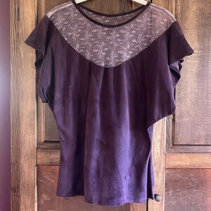 Vintage suede and lace shirt